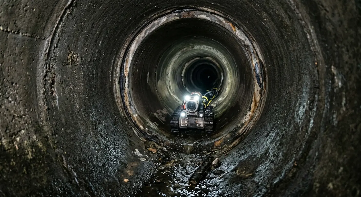 Robotic sewer camera inspecting pipe interior for Sewer Line Repair in Del Aire